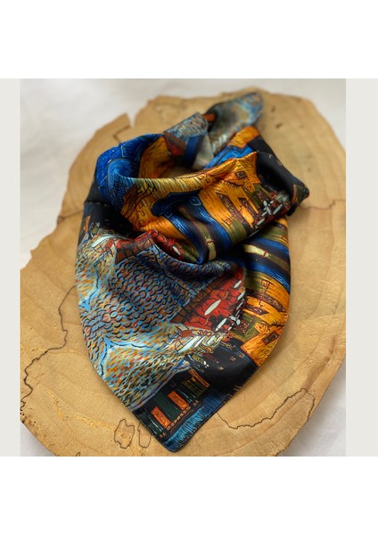 Cafe Terrace Desenli Fular (55 Cm*55 Cm)