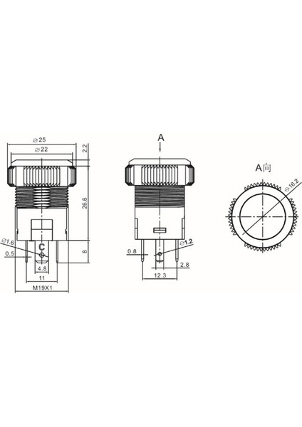 19MM 12V 20A Power Logolu Yeşil Işıklı 1-0 Elektrik Anahtarı