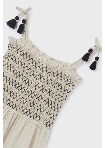 8-14 Yaş Kız Çocuk Askılı Şort Tulum Krem fırsatları