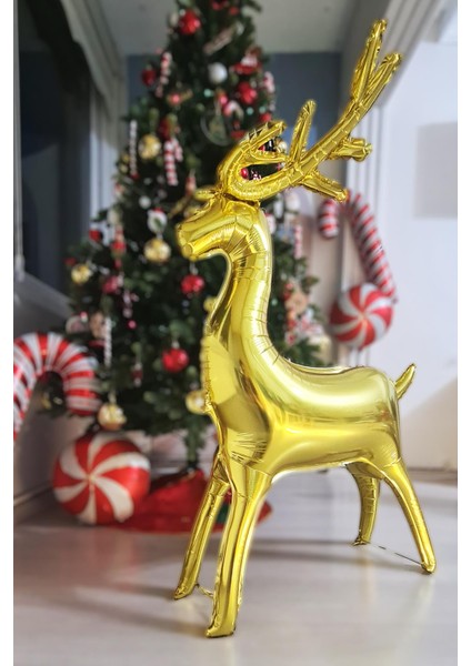 Yılbaşı Gold Geyik Balon Büyük Boy , Ayaklı Yılbaşı Süsü Balonu fiyatları