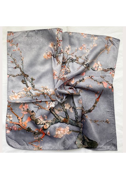 Badem Çiçeği Gri Desenli Fular(55 Cm*55 Cm) modelleri