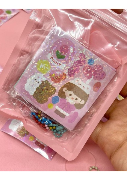 Sevimli Kız Ile Kendi Anahtarlığını Tasarla Pembe Sticker Anahtarlık Bullet Journal