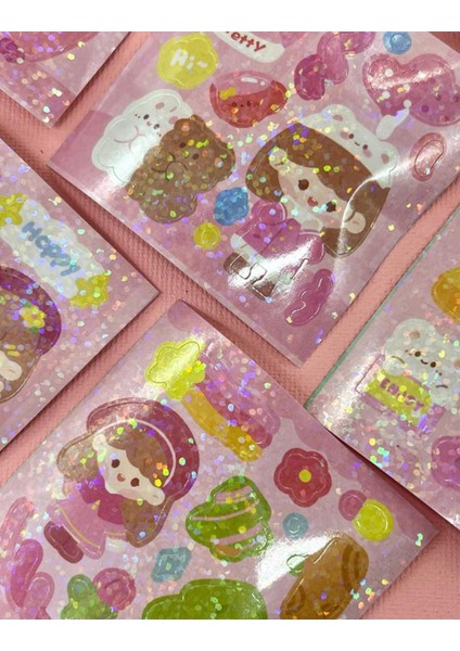 Sevimli Kız Ile Kendi Anahtarlığını Tasarla Pembe Sticker Anahtarlık Bullet Journal