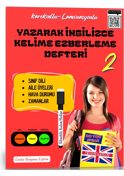 Enine Boyuna Eğitim Yazarak İngilizce Kelime Ezberleme Defteri Seti