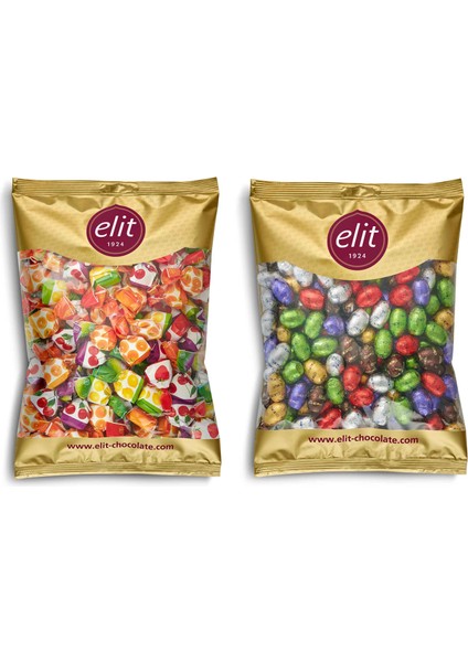 Elit Chocoeggy Yumurta 1 kg- Karışık Meyve Dolgulu Şeker 1 kg 2'li Set Glutensiz