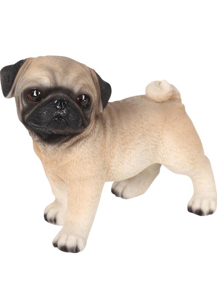Araba Dashboard Ofis Kapalı Bej Köpek Heykeli Süsler Dekoratif Pug Heykelcik (Yurt Dışından)