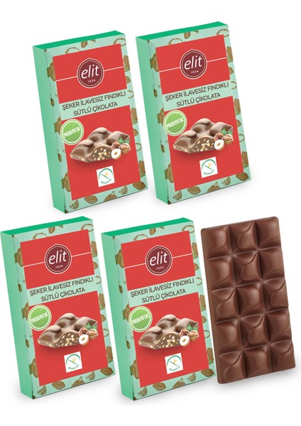Fındıklı, Şeker İlavesiz ve Prebiyotik Sütlü Çikolata 60g 5li Set Glutensiz