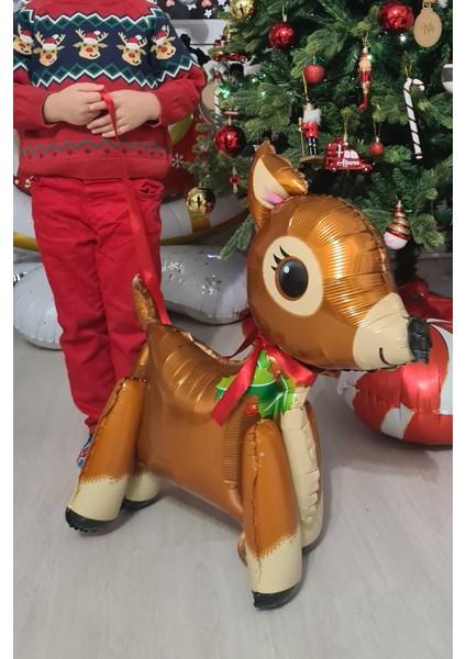 Yılbaşı Sevimli Geyik Ayaklı 3D Folyo Balon modelleri