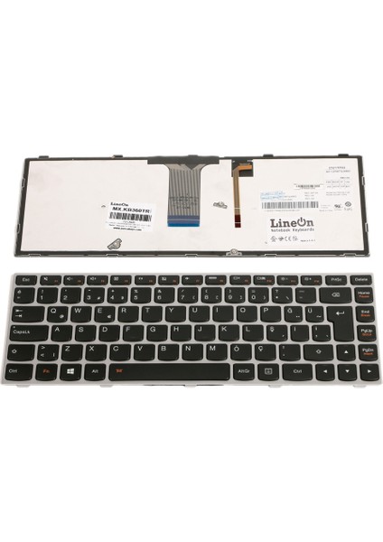 Lenovo B41-30 B41-35 B41-80 Notebook Klavye Gri Çerçeveli Işıklı