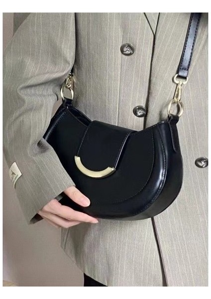 Yeni Eyer Çantası High-End Orta Yaşlı Çanta Retro Sıcak Kız Koltuk Altı Gülen Yüz Tek Omuz Messenger Çanta (Yurt Dışından)