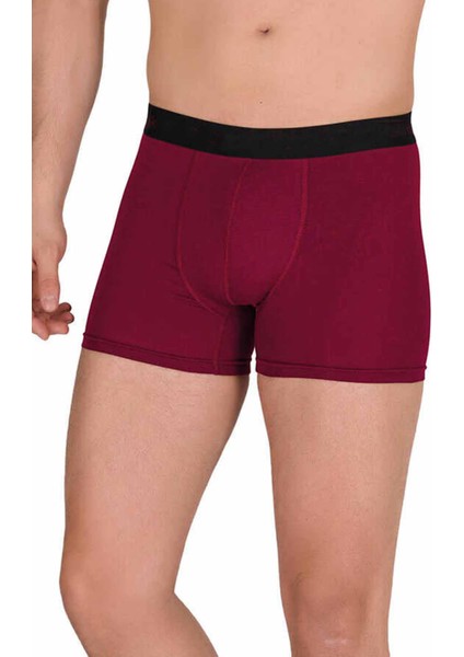Pamuk Modal Likralı Esnek Erkek Boxer Bordo 4476B