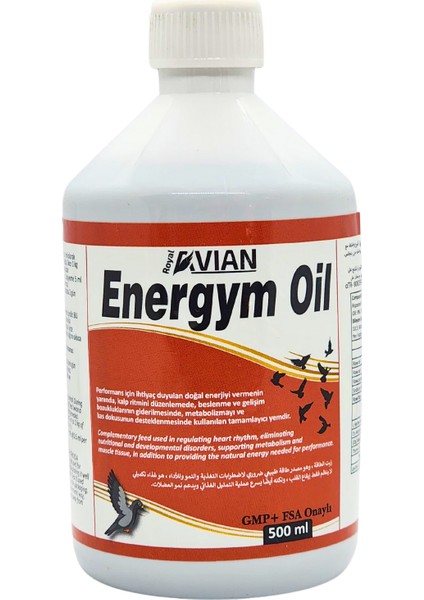 Royal Ilaç Energym Oil 500 Ml. Güvercin ve Kafes Kuşlarında Üstün Kaliteli Yağlar