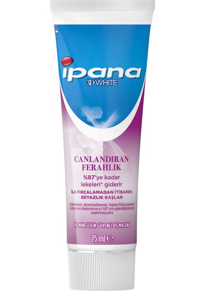 Ipana 3 Boyutlu Beyazlık Diş Macunu Canlandıran Ferahlık 75 ml x 2