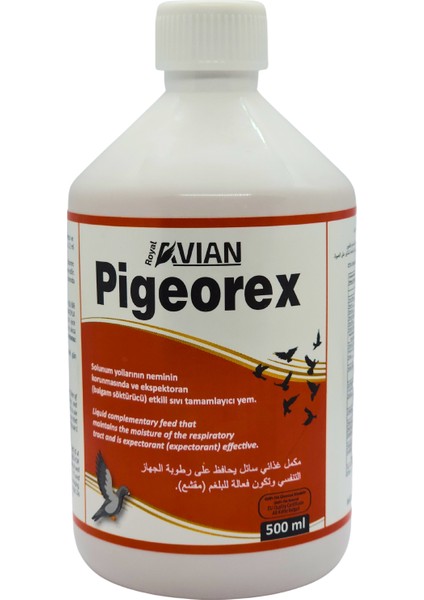 Royal Ilaç Pigeorex 500 ml Güvercin ve Kafes Kuşlarında Hırıltı ve Nefes Açıcı Tamamlayıcı Yem