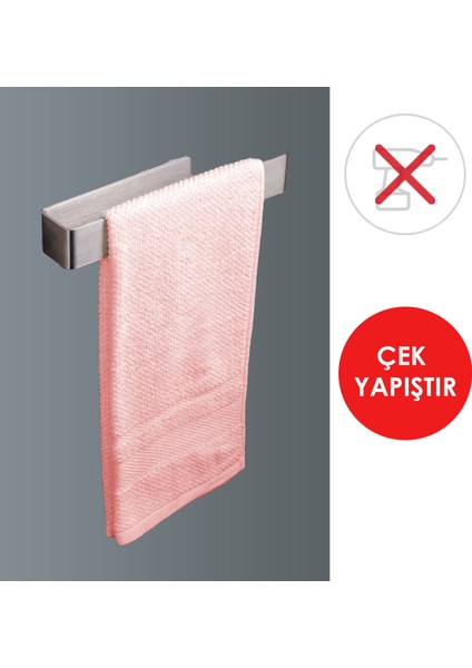 Paslanmaz Çelik Havluluk Seti - Havlu Askısı, Çift Taraflı Bantlı, Yapışkanlı -Kağıt Havluluk +Banyo Havluluğu