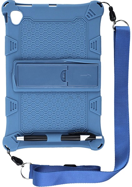 Tablet Kılıfı 10.1 Inç Silikon Kılıf + Kalem + Kayış(Koyu Mavi) (Yurt Dışından)