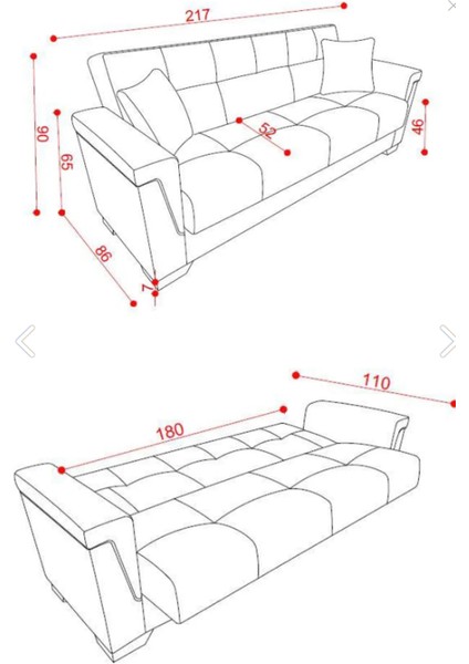 Kilim Mobilya Laçin Yüksek Ayaklı Üç Kişilik Kanepe