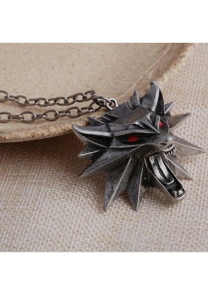 Witcher Kurt Renkli Göz Renkli 3 Boyutlu Siyah Çelik Kolye