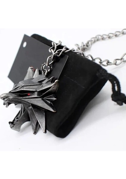 Witcher Kurt Renkli Göz Renkli 3 Boyutlu Siyah Çelik Kolye modelleri