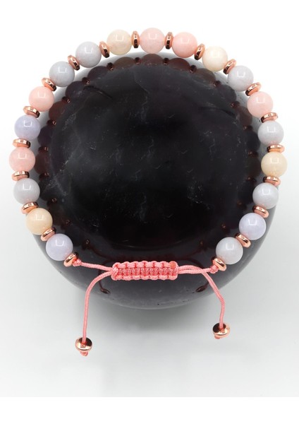 Akuamarin - Morganit - Heliodor Doğal Taş Makrome Örme Bileklik