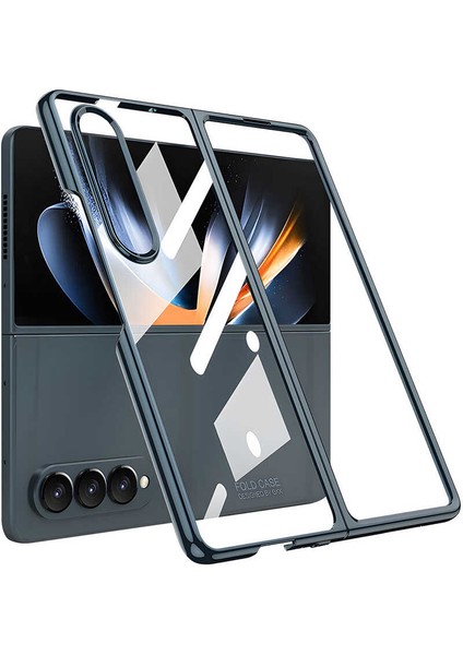 Samsung Galaxy Z Fold 4 Uyumlu Renkli Metalize Kenar Görünümlü Sert Pc Kılıf