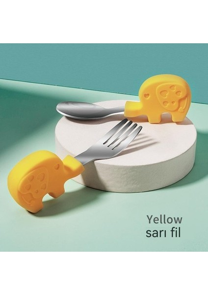 Bebek Yeme Kısa Saplı Çocuk Paslanmaz Çelik Çatal Kaşık (Yurt Dışından)