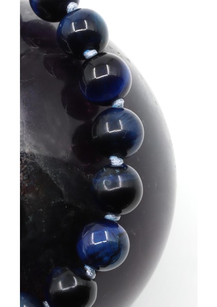 Lacivert Kaplan Gözü Doğal Taş Makrome Örme Bileklik fiyatları