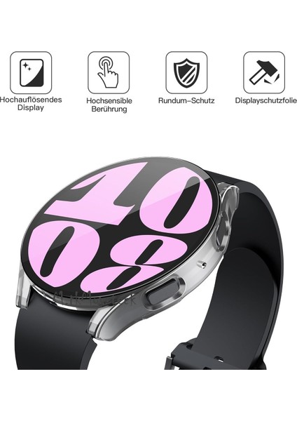 Samsung Galaxy Watch 6 40MM Uyumlu Ekran ve Kasa Koruyucu Silikon 360 Derece Tam Kaplar Gard Military Zırh Tank Kılıf modelleri