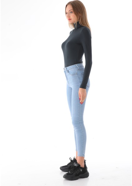 Kadın Viskon Tam Balıkçı Yaka Çıtçıtlı Zıbın Body-Füme modelleri