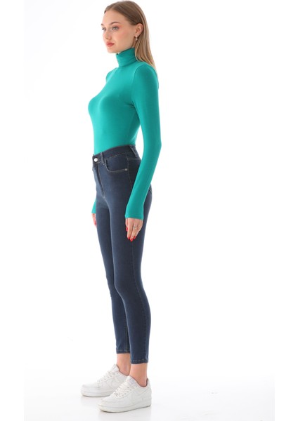 Kadın Viskon Tam Balıkçı Yaka Çıtçıtlı Zıbın Body-Okyanus Yeşili modelleri