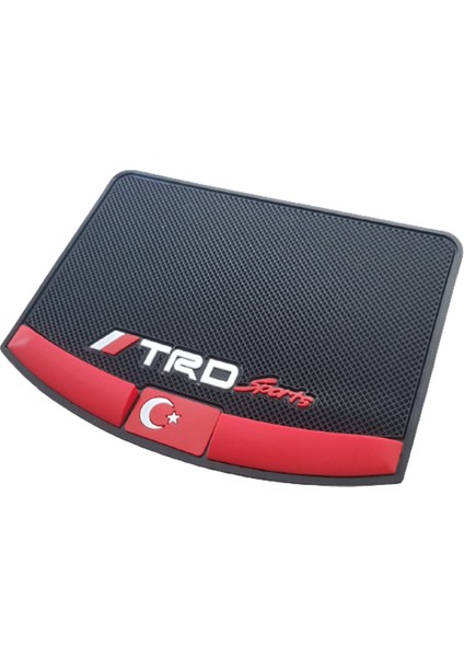 Kaydırmaz Silikonlu Ped Araç Göğüs Torpido Ev Ofis Çok Amaçlı Trd Sports Bayrak Desenli 18CMX13CM