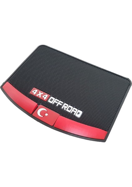 Kaydırmaz Silikonlu Ped Araç Göğüs Torpido Ev Ofis Çok Amaçlı 4x4 Off Road Bayrak Desen 17,5cm X13CM