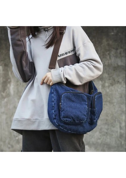 Çanta Kız Messenger Denim Kanvas Çanta Tek Omuz Büyük Kapasiteli Çok Yönlü Öğrenci Hamur Torbası (Yurt Dışından) fiyatları