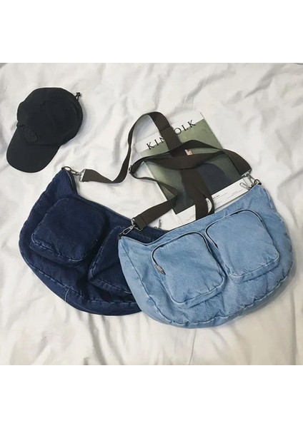 Çanta Kız Messenger Denim Kanvas Çanta Tek Omuz Büyük Kapasiteli Çok Yönlü Öğrenci Hamur Torbası (Yurt Dışından) fırsatları