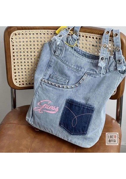 Dopamin Denim Çanta Tek Omuz Çok Cep Banliyö Koltuk Altı Çantası (Yurt Dışından)