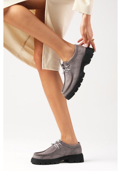 Hope Gri Renk Kalın Tabanlı Kadın Loafer Ayakkabı fiyatları