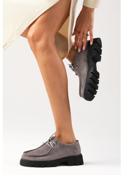 Hope Gri Renk Kalın Tabanlı Kadın Loafer Ayakkabı fırsatları