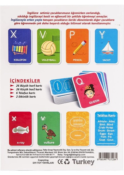 Ingilizce Öğreniyorum Alfabe Flash Cards Resimli Kartlar Ingilizce Alfabe modelleri