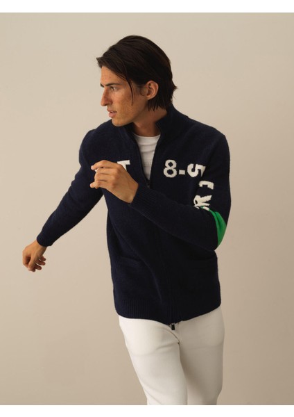 Erkek Lacivert Doğal Yün Dokulu Regular Fit Hırka fiyatları