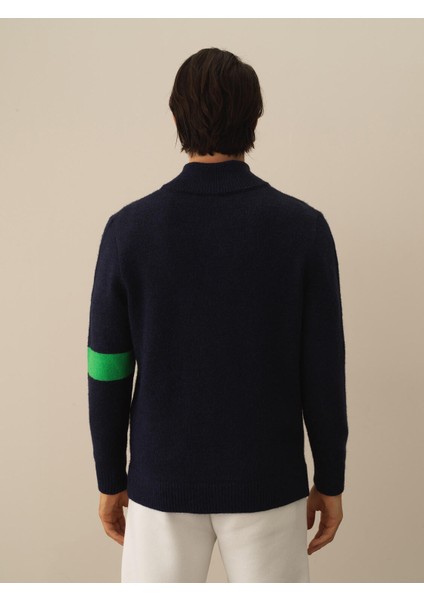 Erkek Lacivert Doğal Yün Dokulu Regular Fit Hırka fırsatları