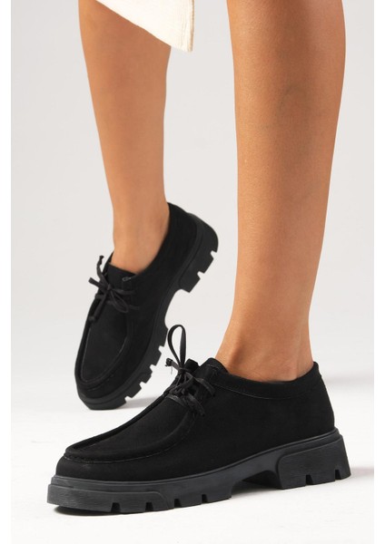 Hope Siyah Renk Kalın Tabanlı Kadın Loafer Ayakkabı modelleri