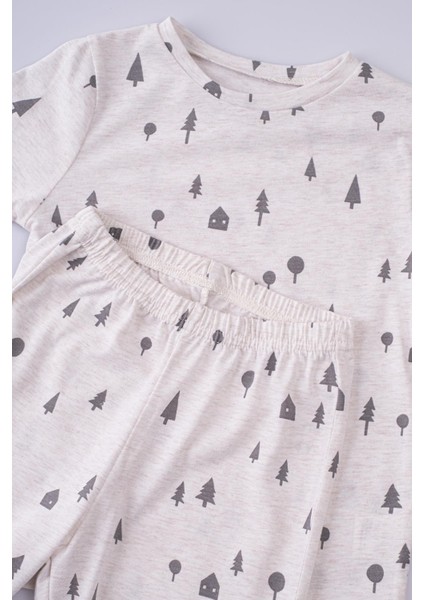 Bebek ve Çocuk Pijama Takımı Çam Ormanı Bej