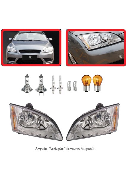 Ford Focus 2 Ön Far Lamba Beyaz Zemin Sağ Sol Takım 2005--2008
