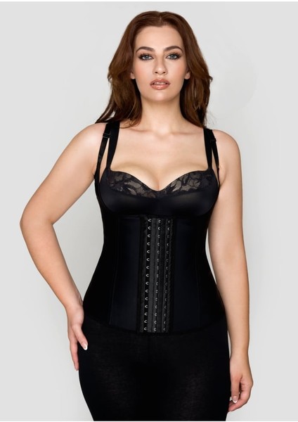 Göbek ve Simit Bölgesi Inceltici Sıkılaştırıcı Şekillendirici 7 Çelik Balenli Askılı Latex Korse
