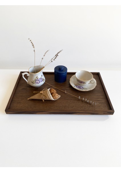 Recta Chocolate Renk Büyük Boy Ahşap Sunum Tepsisi 50 x 30 cm