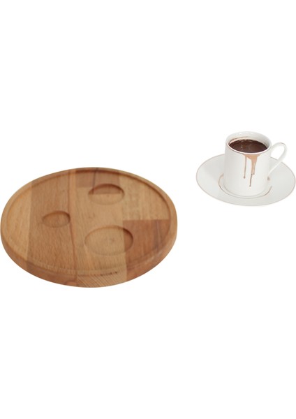 Ahşap Yuvarlak Kahve Sunum Tepsisi GİA01034