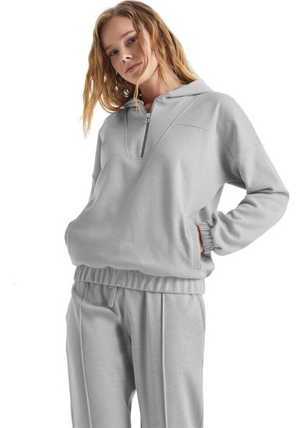 Kadın Kapüşonlu Gri Sweatshirt 60322 fiyatları