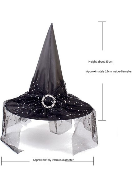 Cadılar Bayramı Dekorasyon Sahne Cadı Şapkası Cadı Headdress (Siyah) (Yurt Dışından) fiyatları