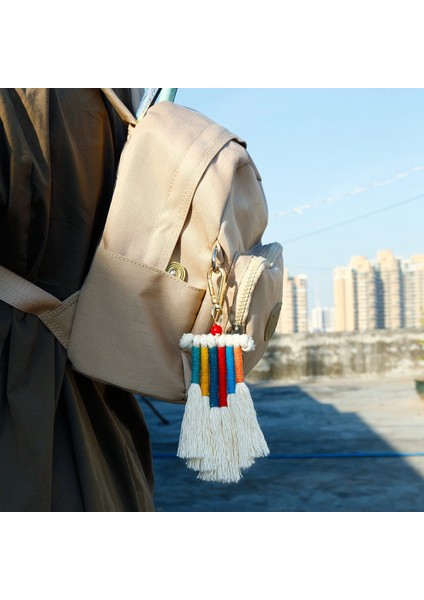 Boho Gökkuşağı Anahtarlık, Araba Anahtarı Çanta Çanta Charm Hediye Için Püsküllü, A (Yurt Dışından)