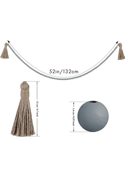 Püsküllü 3 Adet Ahşap Boncuk Çelenkler 3.7 Feet Çiftlik Evi Boncuk Püskül (Yurt Dışından)